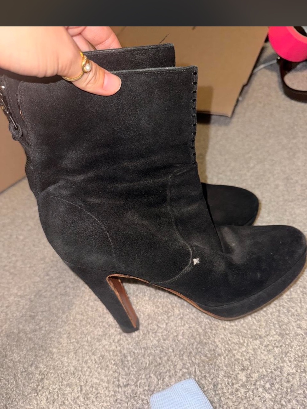 Rag&bone Black Suede High-Heel Ankle Boots